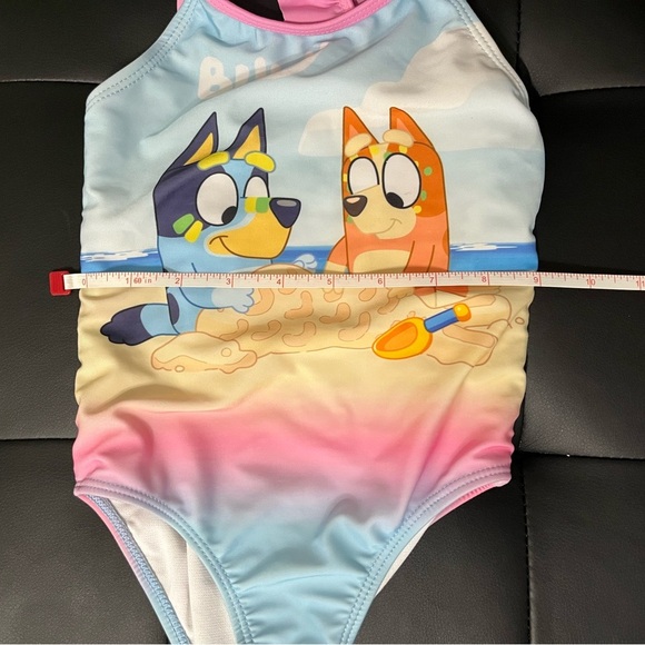 Pink and Blue One Piece Swim with Bluey Cartoon Design 4T - Picture 6 of 9
